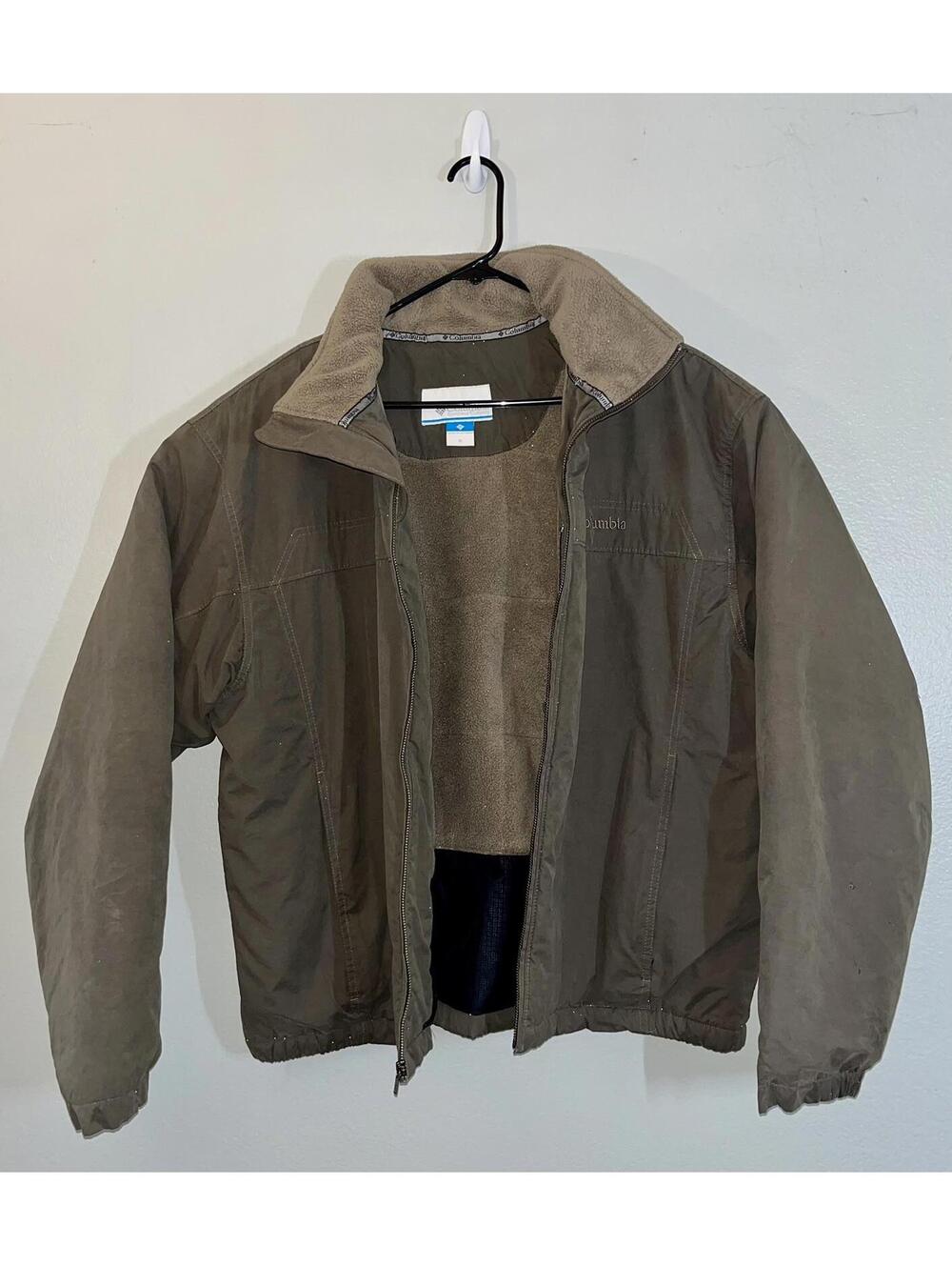 Columbia Vented Jacket Men's XL Khaki Beige Zippered Pockets Mesh Lining